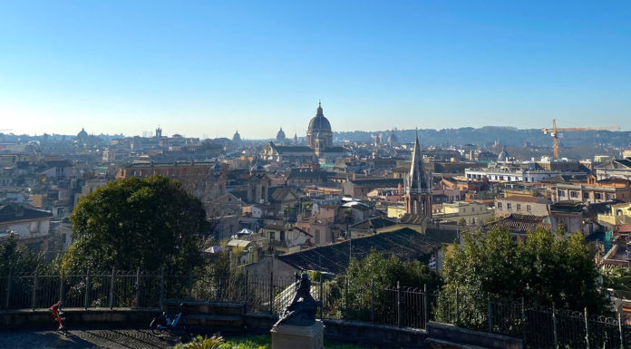 An image of the Villa Borghese Gardens overlooking Rome