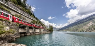 Bernina Express train in Switzerland